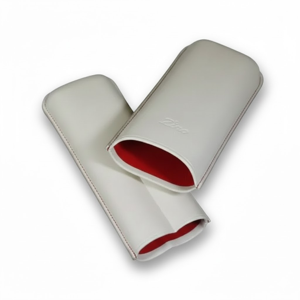 Cigar Case - Zino Xl-2 Beige/Red - 2 Cigars