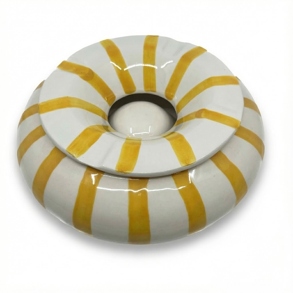 Ashtray - Dominique London Big Moroccan Yellow Stripes - 4 Cigars