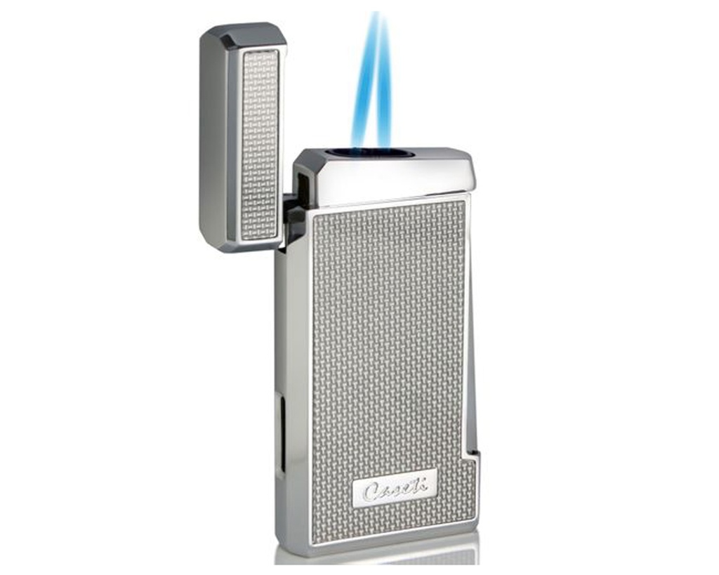 Lighter - Caseti Marseille Double Jet Silver/Carbon