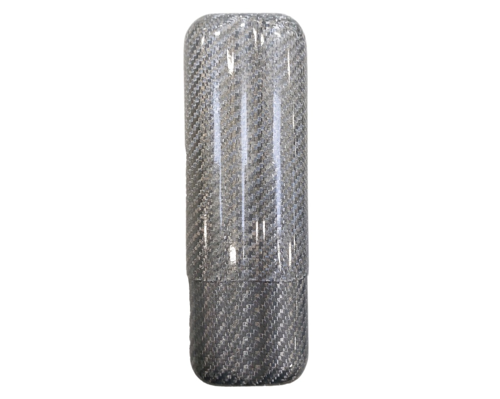 Cigar Case - Carbon Fiber Silver - 2 Cigars