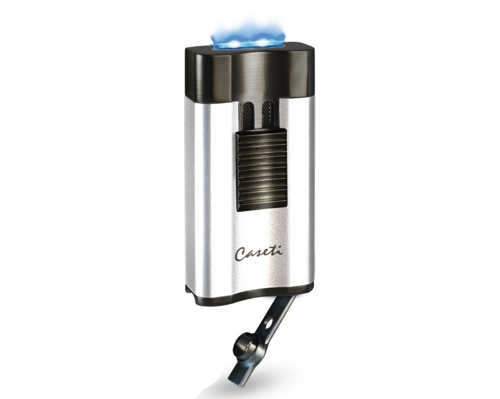 Lighter - Caseti Paris Wide Flat Flame + Puncher Gun/Silver