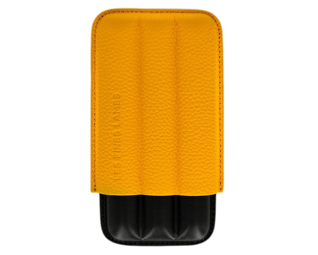 Cigar Case - Les Fines Lames Pebble Leather Yellow - 3 Cigars