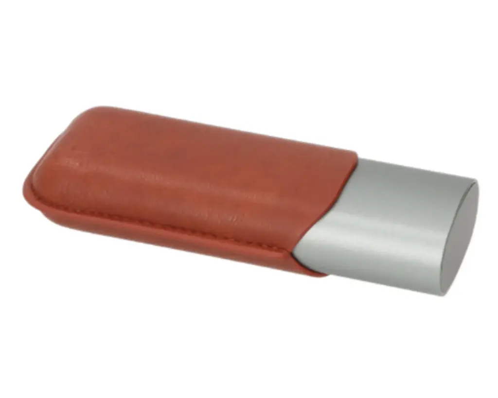 Cigar Case - Angelo Anodised Aluminium Grey/Brown 2 Cigars