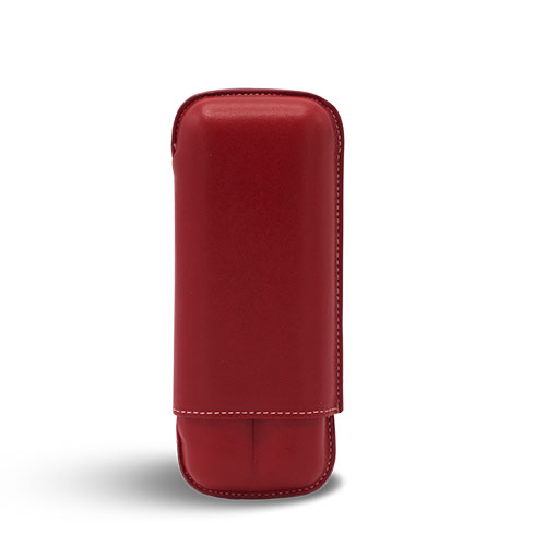 [13051] Cigar Case - Recife Chesterfield Culture Poppy Red - 2 Cigars