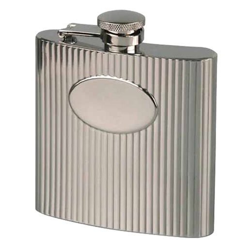 [16748] Hip Flask - Chrome Wave Pattern - 6Oz