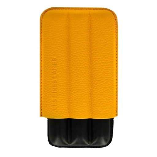 [39481] Cigar Case - Les Fines Lames Yellow Pebble Leather - 3 Cigars