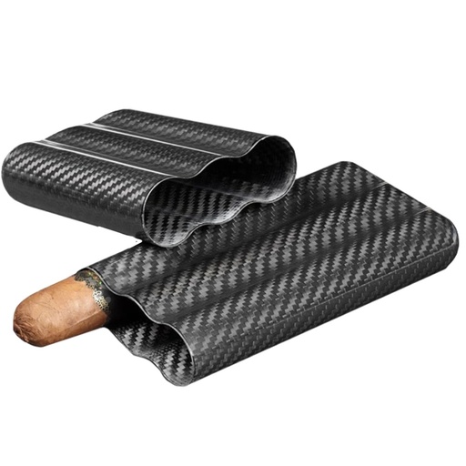 [39490] Cigar Case - Passatore Carbon Fibre Black - 3 Cigars